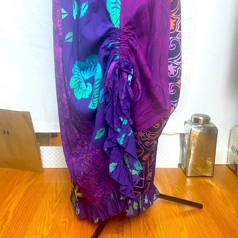 Vintage Tropical Reggae Maxi Skirt with adjustable Ruffles